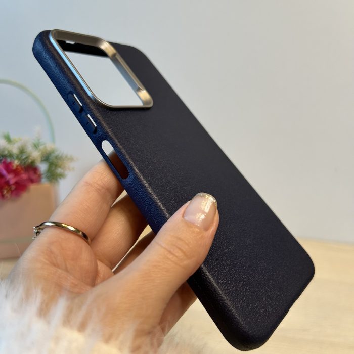 Набір скло + чохол на xiaomi redmi Note 12 4g силіконовий однотонний бампер Leather Case Textured (синій) - Зображення 5