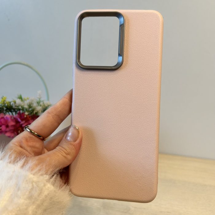 Набір скло + чохол на xiaomi redmi Note 12 4g силіконовий однотонний бампер Leather Case Textured (пудровий) - Зображення 3