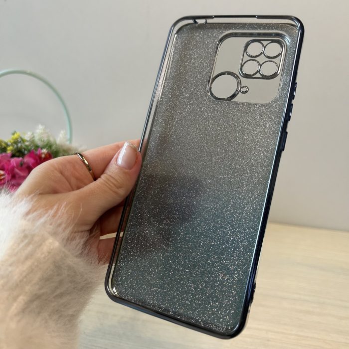 Чохол на xiaomi redmi 10c силіконова жіноча накладка блискучий градієнт блакитний - Зображення 8