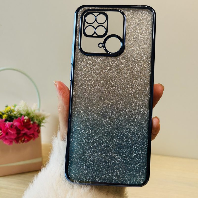 Чохол на xiaomi redmi 10c силіконова жіноча накладка блискучий градієнт блакитний