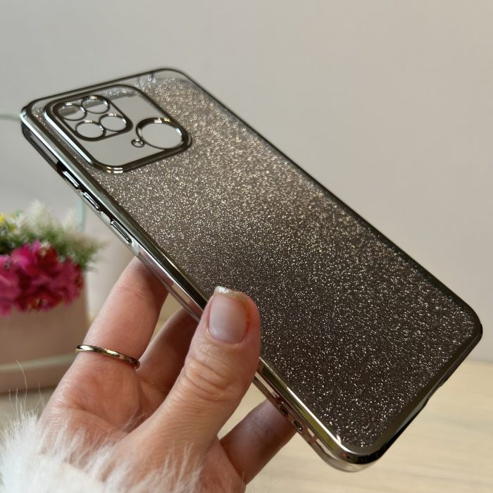 Чохол на xiaomi redmi 10c силіконова жіноча накладка блискучий градієнт сріблястий - Зображення 3