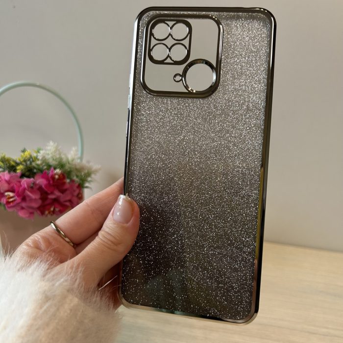 Чохол на xiaomi redmi 10c силіконова жіноча накладка блискучий градієнт сріблястий - Зображення 2