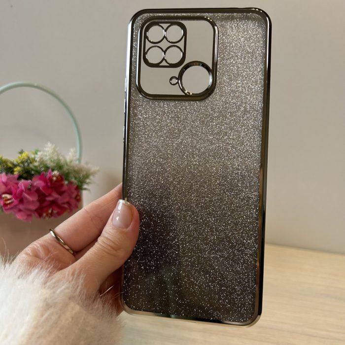 Чохол на xiaomi redmi 10c силіконова жіноча накладка блискучий градієнт сріблястий - Зображення 8