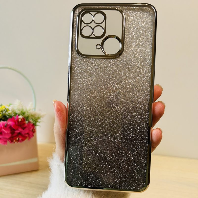 Чохол на xiaomi redmi 10c силіконова жіноча накладка блискучий градієнт сріблястий