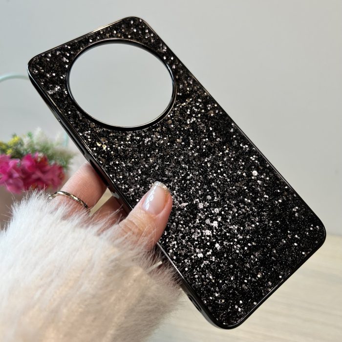 Чохол для xiaomi redmi 14c силіконова жіноча накладка блискуча з мікрофіброю чорний - Зображення 3