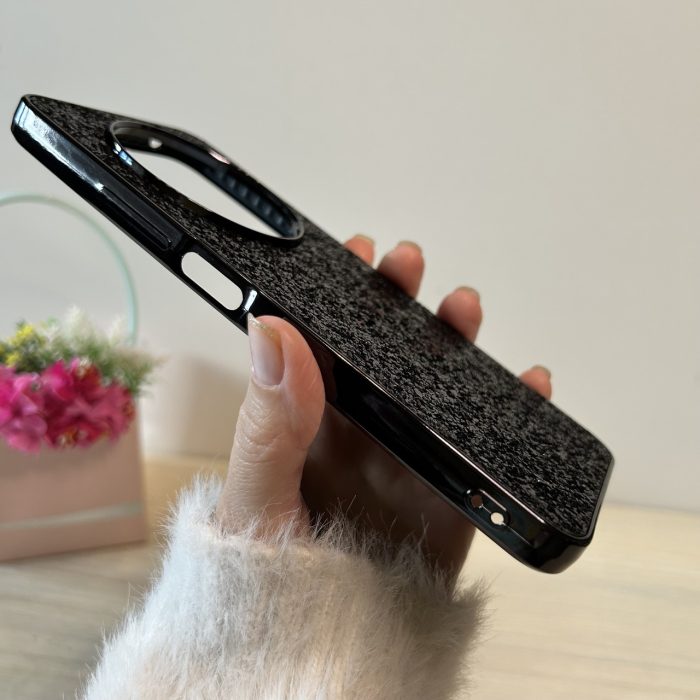 Чохол для xiaomi redmi 14c силіконова жіноча накладка блискуча з мікрофіброю чорний - Зображення 4