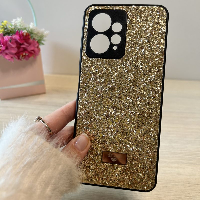 Чохол на xiaomi redmi Note 12 4g силіконова жіноча накладка блискуча Diamond shine золотистий