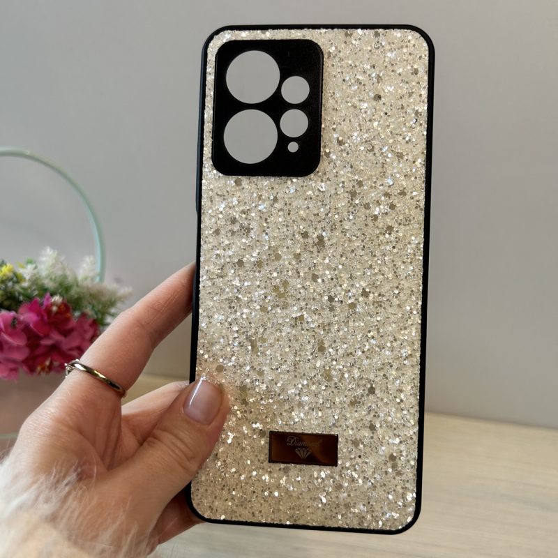 Чохол на xiaomi redmi Note 12 4g силіконова жіноча накладка блискуча Diamond shine білий