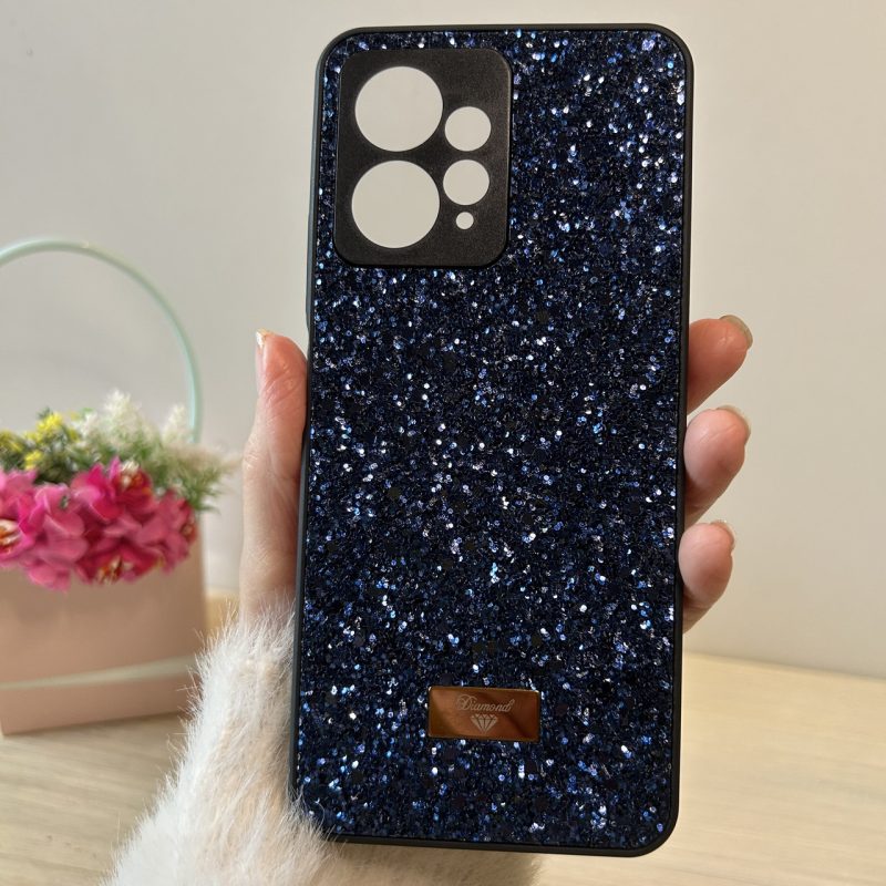 Чехол на xiaomi redmi Note 12 4g силиконовая женская накладка блестящая Diamond shine синий
