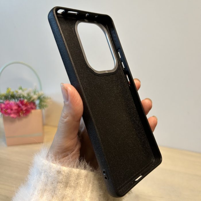 Набір Чохол + скло для xiaomi redmi Note 13 pro 4g силіконовий однотонний бампер Leather Textured (чорний) - Зображення 8