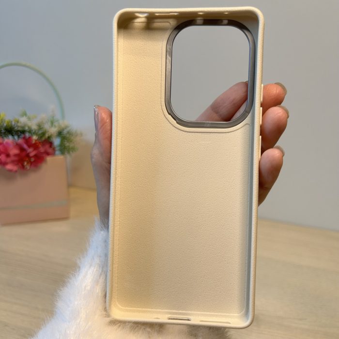 Набір чохол + скло для Poco m6 pro 4g силіконовий однотонний бампер Leather Textured (білий) - Зображення 9