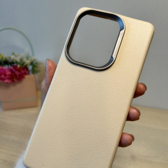 Набір чохол + скло для Poco m6 pro 4g силіконовий однотонний бампер Leather Textured (білий) - Зображення 8