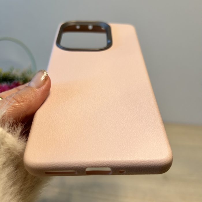 Набір чохол + скло для Poco m6 pro 4g силіконовий однотонний бампер Leather Textured (пудровий) - Зображення 6