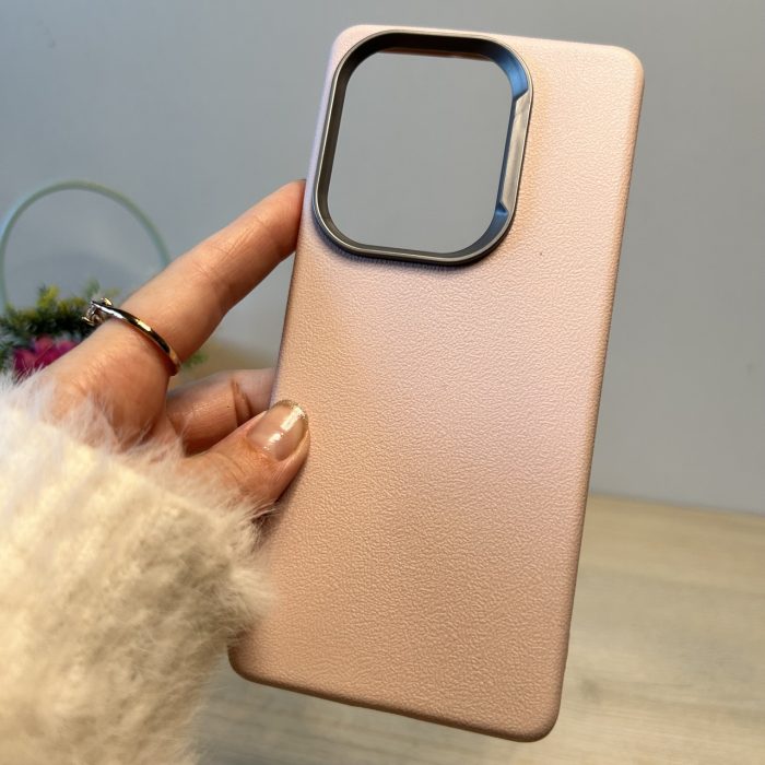 Набор Чехол + стекло для xiaomi redmi Note 13 pro 4g силиконовый однотонный бампер Leather Textured (пудровый) - Зображення 3