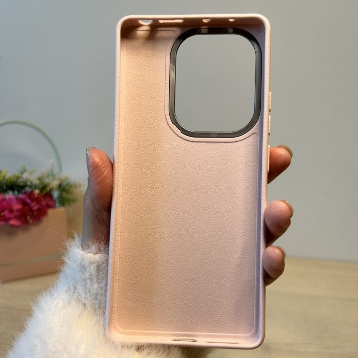 Набір чохол + скло для Poco m6 pro 4g силіконовий однотонний бампер Leather Textured (пудровий) - Зображення 7