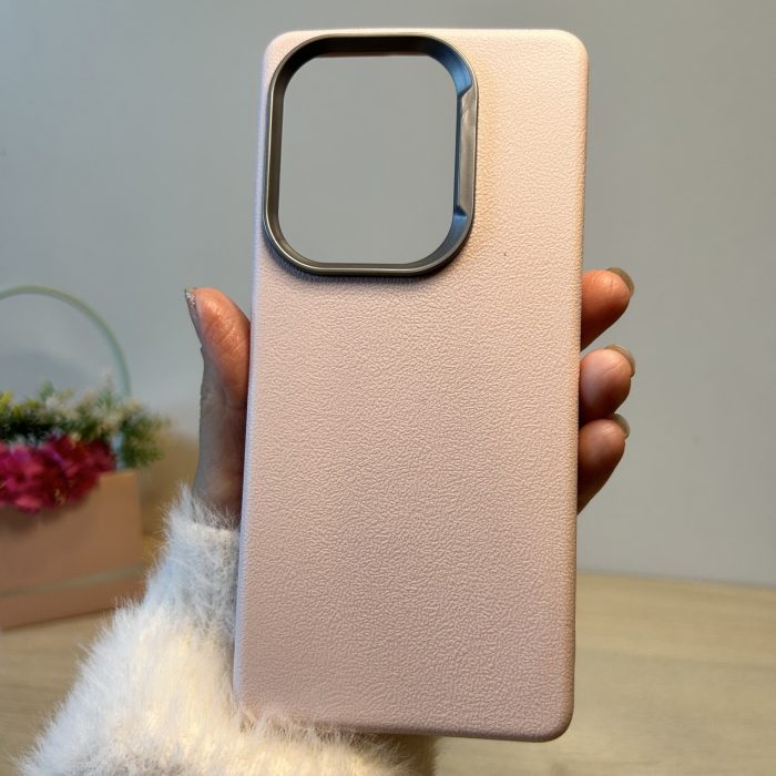 Набор Чехол + стекло для xiaomi redmi Note 13 pro 4g силиконовый однотонный бампер Leather Textured (пудровый) - Зображення 2