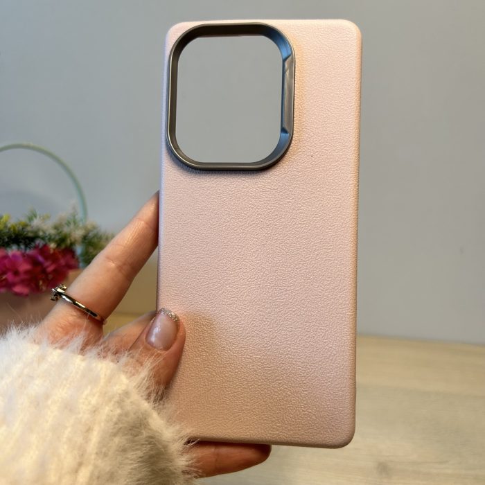 Набор Чехол + стекло для xiaomi redmi Note 13 pro 4g силиконовый однотонный бампер Leather Textured (пудровый) - Зображення 4