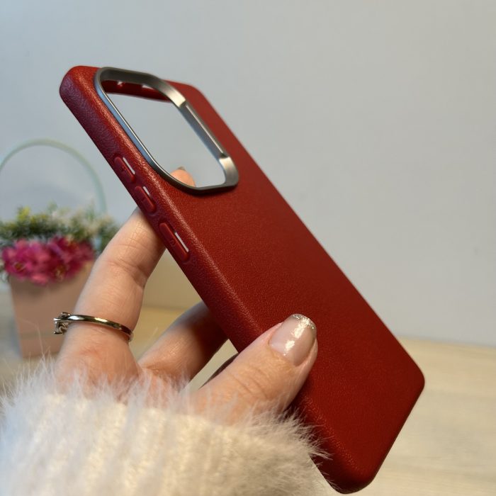 Набір Чохол + скло для xiaomi redmi Note 13 pro 4g силіконовий однотонний бампер Leather Textured (червоний) - Зображення 5
