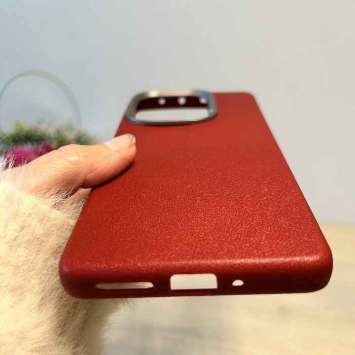 Набір Чохол + скло для xiaomi redmi Note 13 pro 4g силіконовий однотонний бампер Leather Textured (червоний) - Зображення 7
