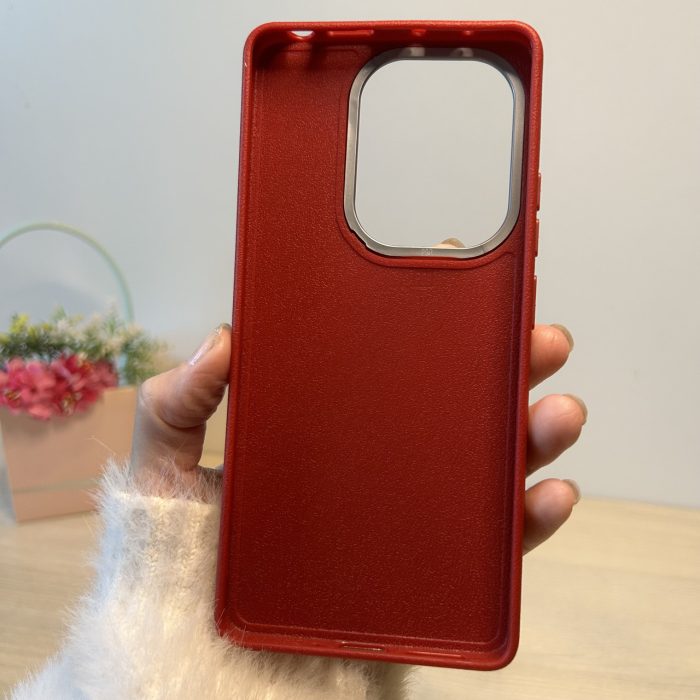 Набір Чохол + скло для xiaomi redmi Note 13 pro 4g силіконовий однотонний бампер Leather Textured (червоний) - Зображення 8