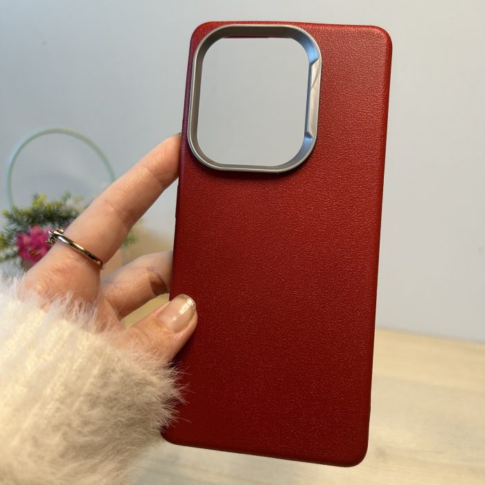 Набір Чохол + скло для xiaomi redmi Note 13 pro 4g силіконовий однотонний бампер Leather Textured (червоний) - Зображення 2
