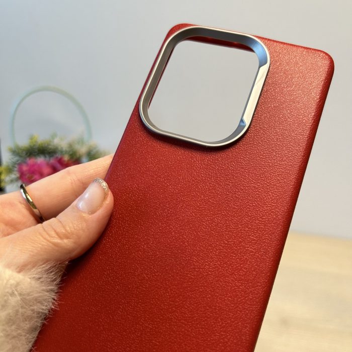 Набір Чохол + скло для xiaomi redmi Note 13 pro 4g силіконовий однотонний бампер Leather Textured (червоний) - Зображення 6