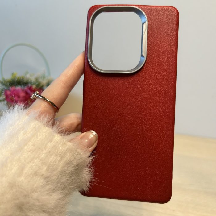 Набір Чохол + скло для xiaomi redmi Note 13 pro 4g силіконовий однотонний бампер Leather Textured (червоний) - Зображення 3