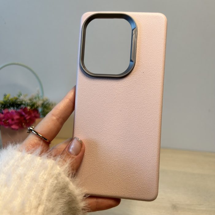 Набір чохол + скло для Poco m6 pro 4g силіконовий однотонний бампер Leather Textured (пудровий) - Зображення 2