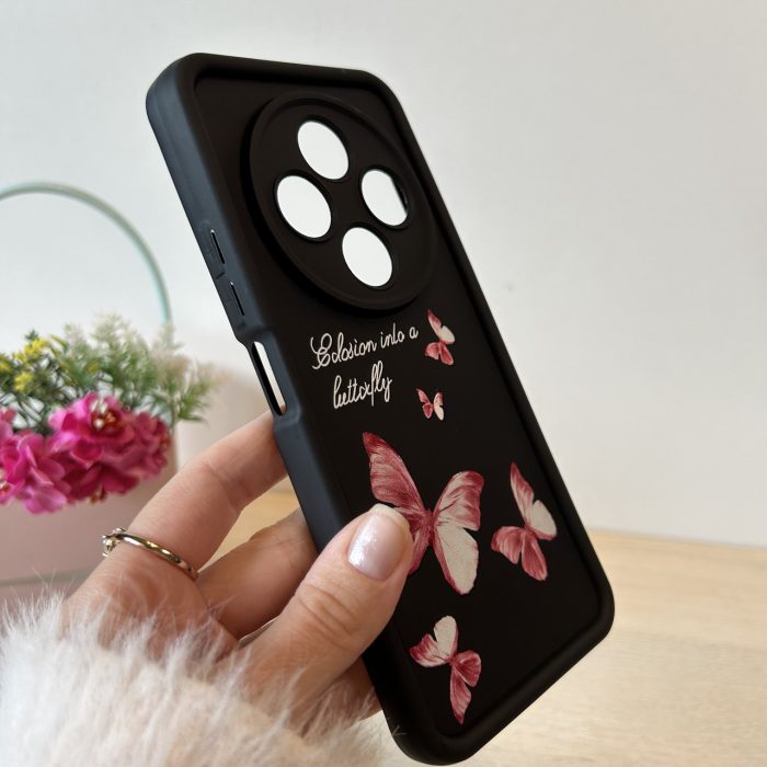 Чехол для xiaomi redmi 14c силиконовый с рисунком  TPU Pictures чорний метелики - Зображення 4