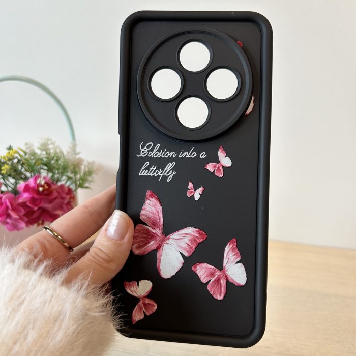 Чехол для xiaomi redmi 14c силиконовый с рисунком  TPU Pictures чорний метелики - Зображення 2