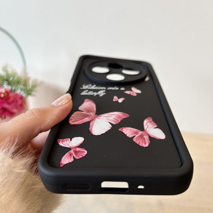 Чехол для xiaomi redmi 14c силиконовый с рисунком  TPU Pictures чорний метелики - Зображення 5