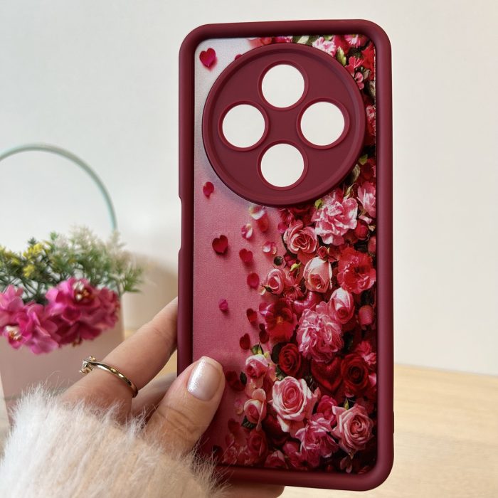 Чехол для xiaomi redmi 14c силиконовый с рисунком  TPU Pictures бордо троянди - Зображення 2