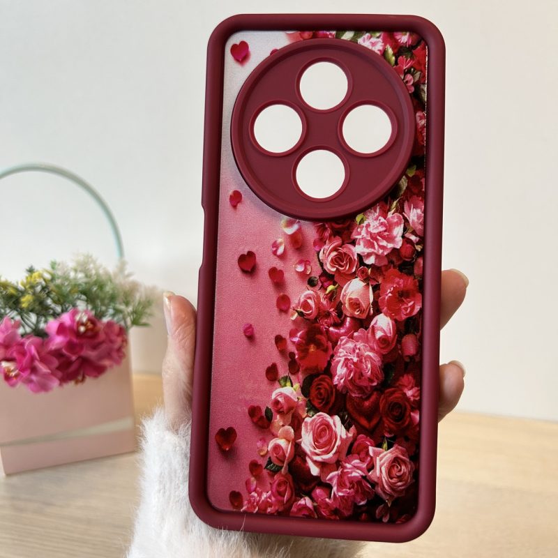 Чехол для xiaomi redmi 14c силиконовый с рисунком  TPU Pictures бордо троянди
