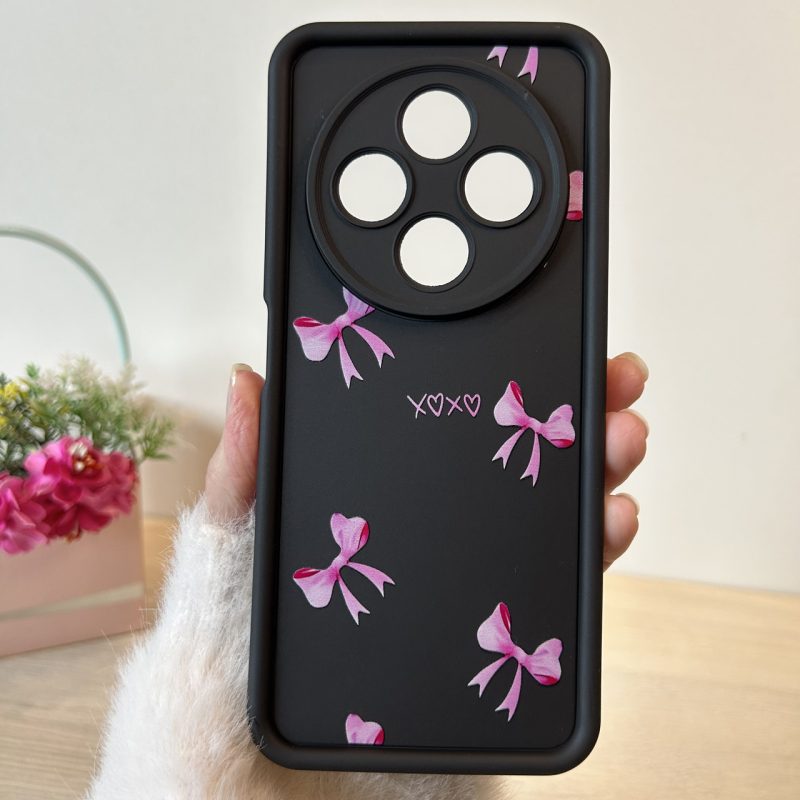 Чехол для Poco c75 силиконовый с рисунком TPU Pictures чорний бантики
