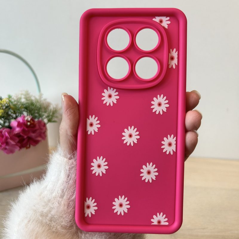Чохол для xiaomi redmi Note 14 pro 5g силіконовий з малюнком TPU Pictures рожевий ромашки