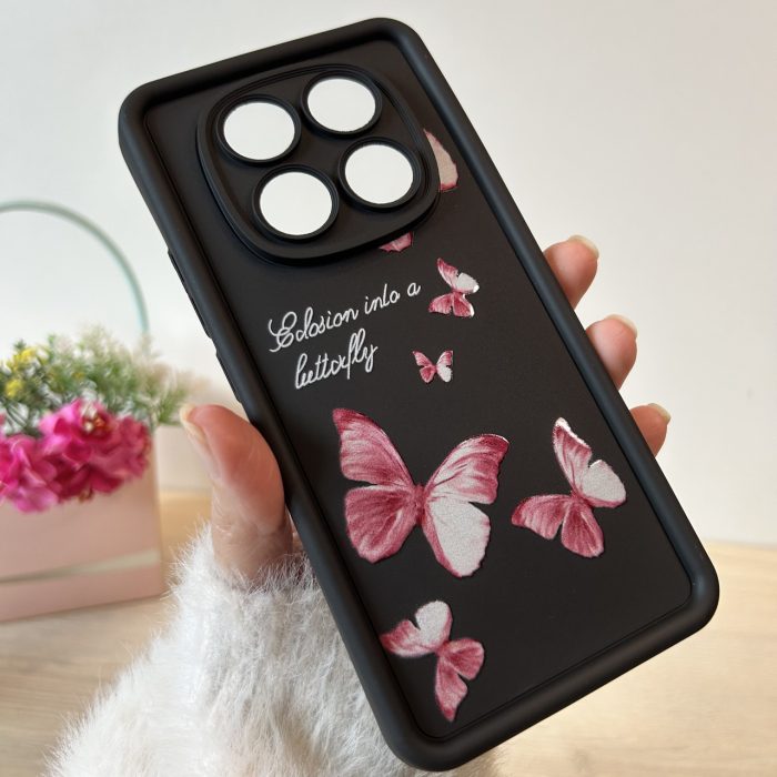 Чохол для xiaomi redmi Note 14 pro 5g силіконовий з малюнком TPU Pictures чорний метелики - Зображення 6