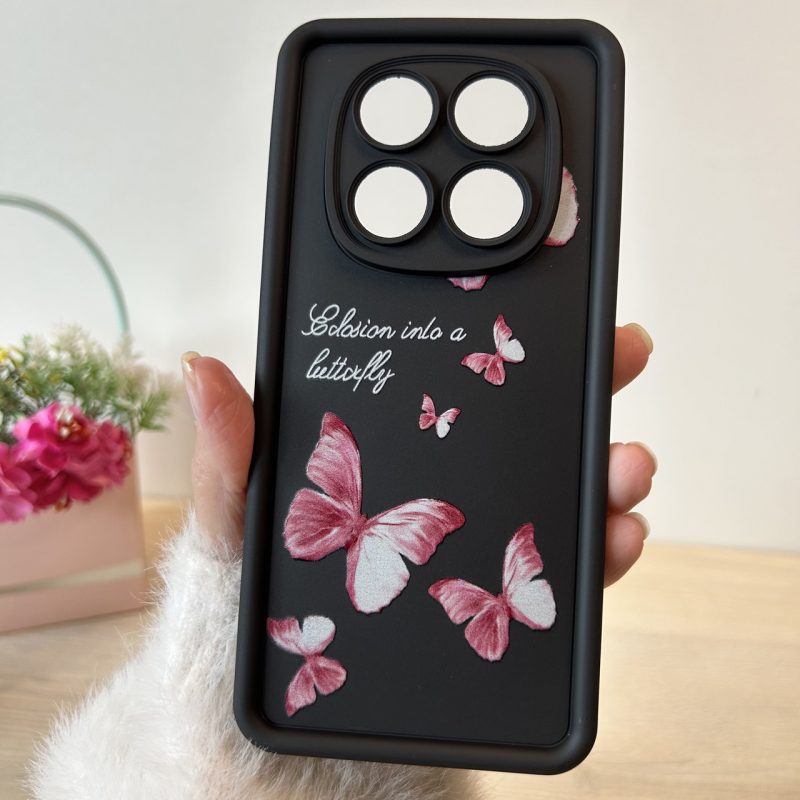 Чохол для xiaomi redmi Note 14 pro 5g силіконовий з малюнком TPU Pictures чорний метелики