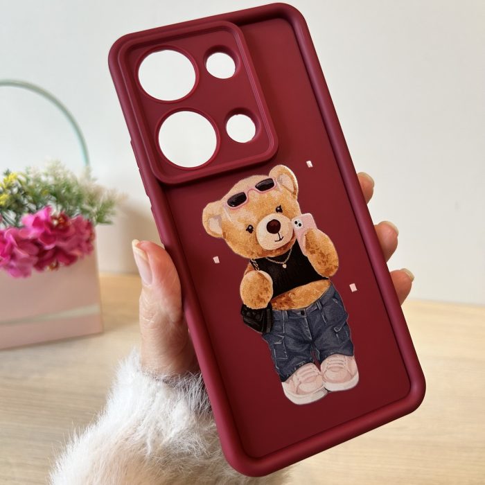 Чохол для xiaomi redmi Note 14s силіконовий з малюнком TPU Pictures Case бордо ведмедик - Зображення 4