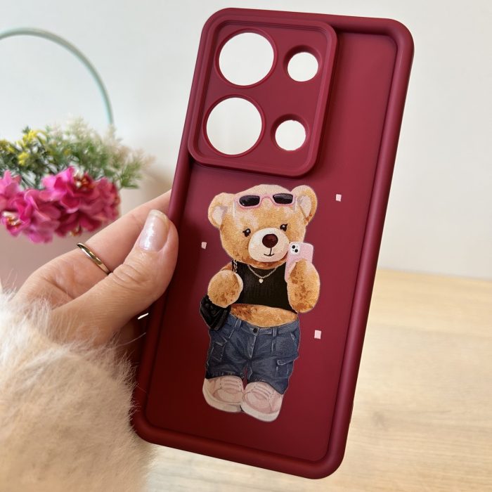 Чохол для xiaomi redmi Note 14s силіконовий з малюнком TPU Pictures Case бордо ведмедик - Зображення 2