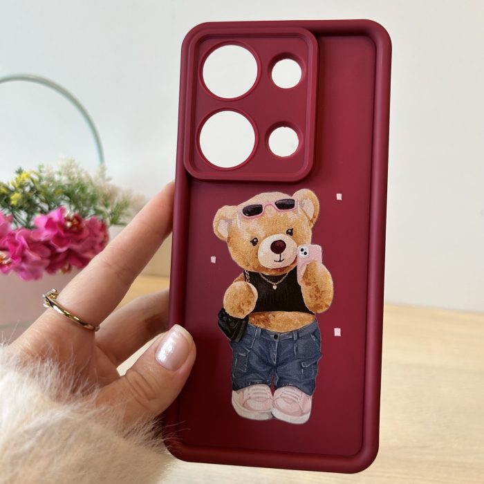 Чохол для xiaomi redmi Note 14s силіконовий з малюнком TPU Pictures Case бордо ведмедик - Зображення 3