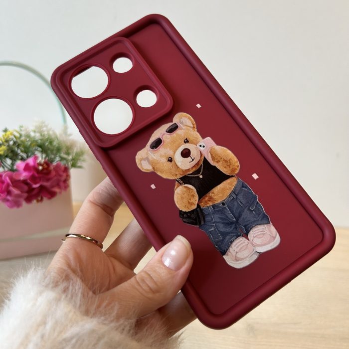 Чохол для xiaomi redmi Note 14s силіконовий з малюнком TPU Pictures Case бордо ведмедик - Зображення 6