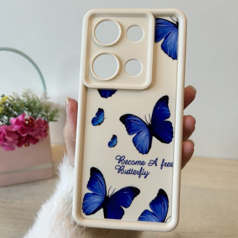 Чохол для xiaomi redmi Note 13 pro 4g силіконовий з малюнком TPU Pictures Case білий метелики