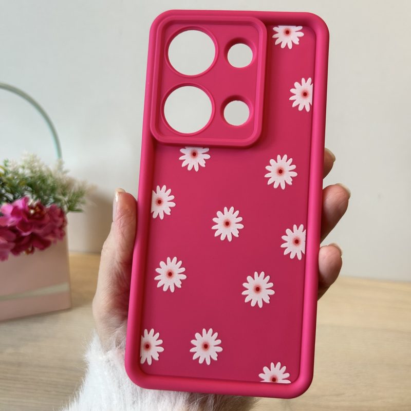 Чохол для xiaomi redmi Note 13 pro 4g силіконовий з малюнком TPU Pictures Case рожевий ромашки