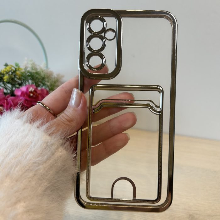 Чохол на Samsung A24 силіконовий зі сріблястою рамкою та кишенею під картки, фото - Зображення 2