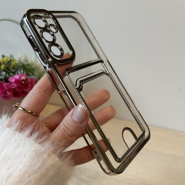 Чохол на Samsung A24 силіконовий зі сріблястою рамкою та кишенею під картки, фото - Зображення 4