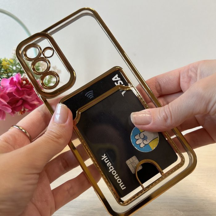 Чехол на Samsung A25 5g силиконовый с золотистой рамкой и карманом под карточки - Зображення 10