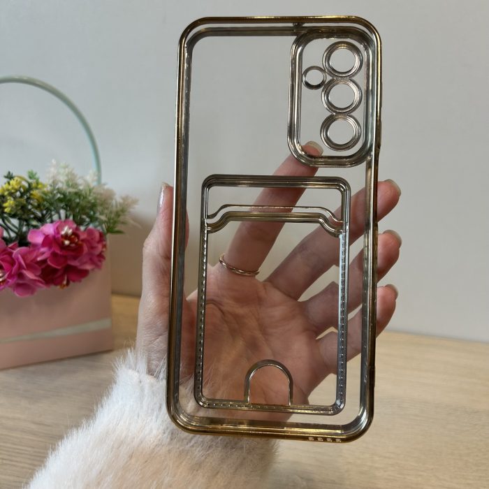 Чехол на Samsung A25 5g силиконовый с золотистой рамкой и карманом под карточки - Зображення 8