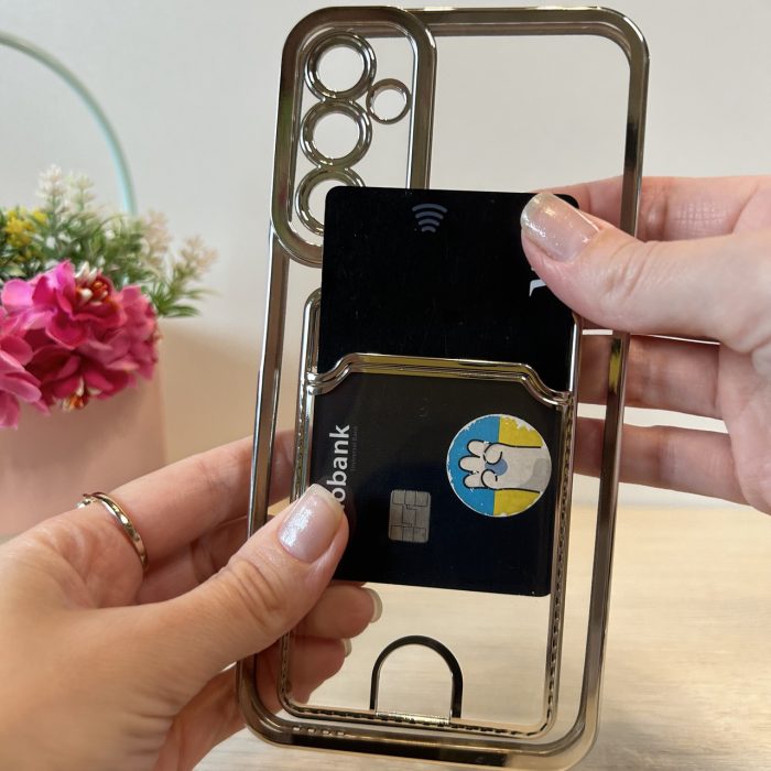Чохол на Samsung A25 5g силіконовий зі сріблястою рамкою та кишенею під картки - Зображення 8