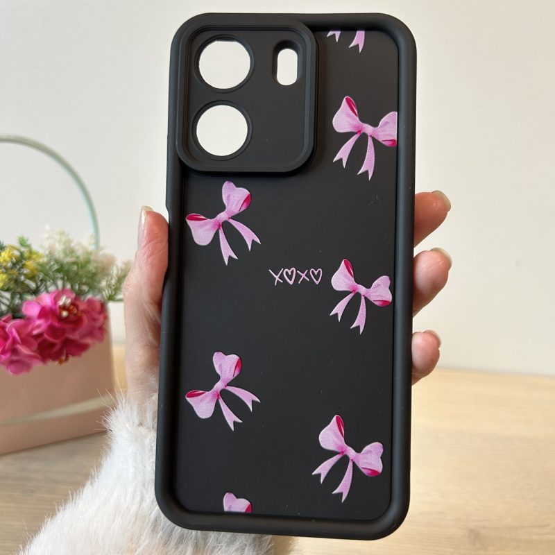 Чехол для xiaomi redmi 13c 4g силиконовый с рисунком TPU Pictures Case черный с бантиками