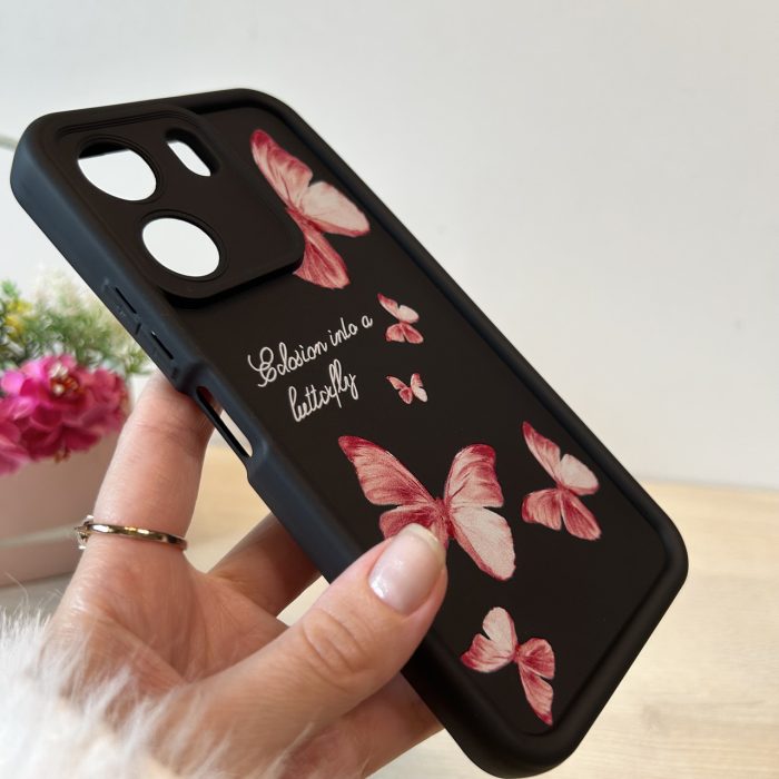Чохол для xiaomi redmi 13c 4g силіконовий з малюнком TPU Pictures Case чорний з метеликами - Зображення 6